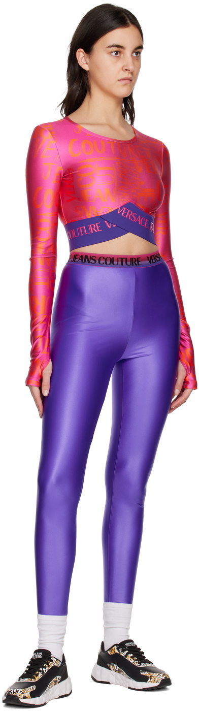 Purple Chain Couture Leggings by Versace Jeans Couture on Sale