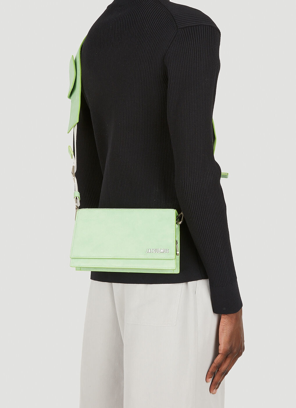 Le Bambino Leather Shoulder Bag in Green - Jacquemus