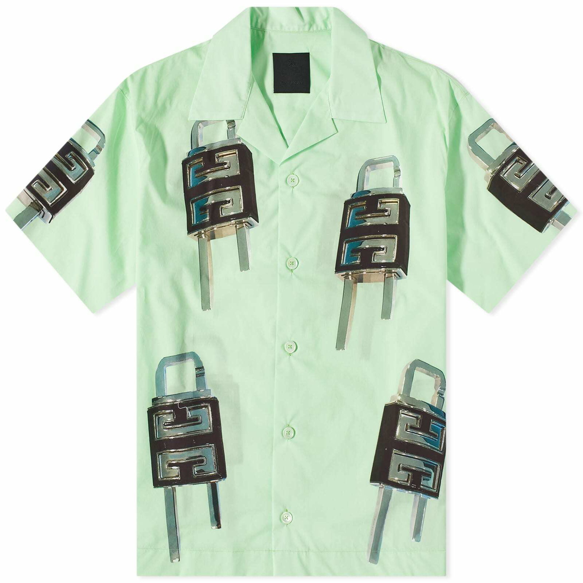 【関税込み】GIVENCHY HAWAIIAN COTTON SHIRT Givenchy Men's Logo Hawaiian Shirt in White/Black Givenchy