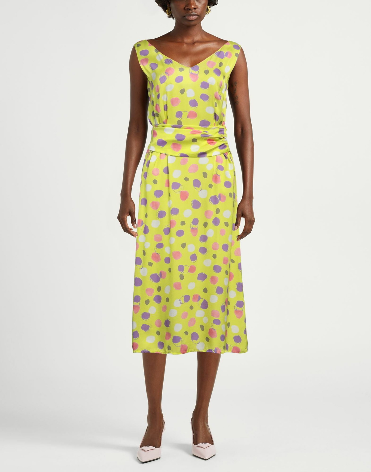 Manila Grace Womens Midi dress Lime in Green