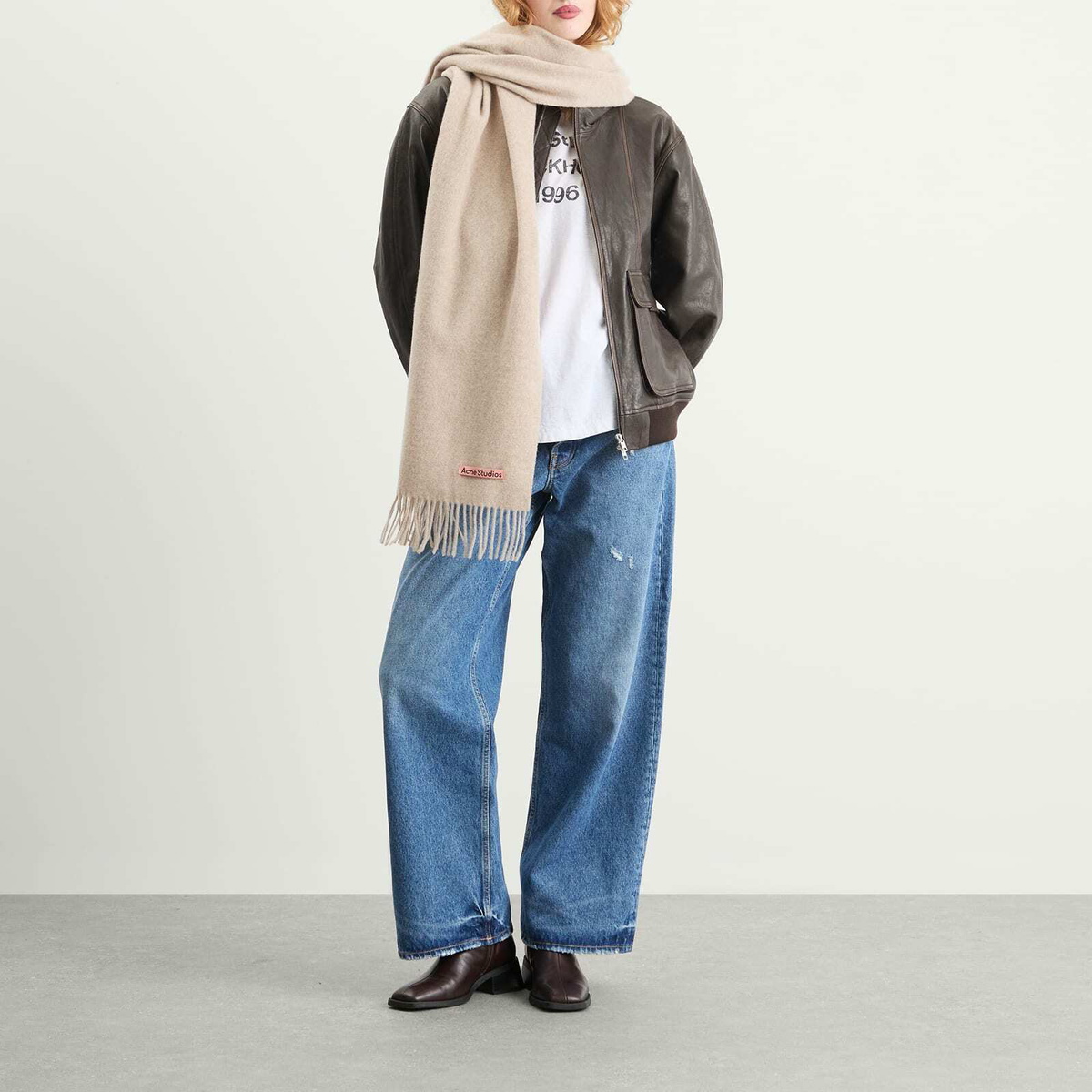 Acne Studios Canada Narrow New Scarf in Oatmeal Melange 