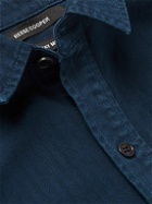 Reese Cooper® - Printed Herringbone Cotton Shirt - Blue