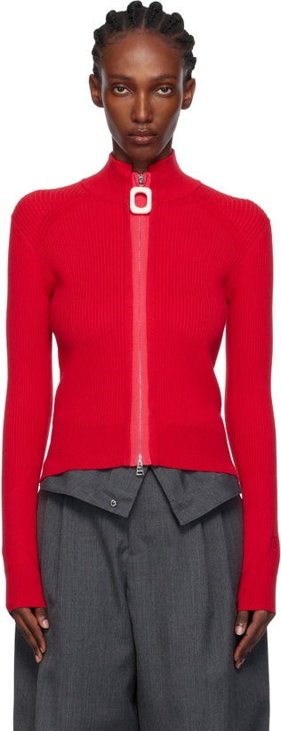 Photo: JW Anderson Red Fitted Zip Up Sweater