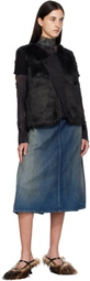Andersson Bell Black Curved Placket Reversible Faux-Fur Vest