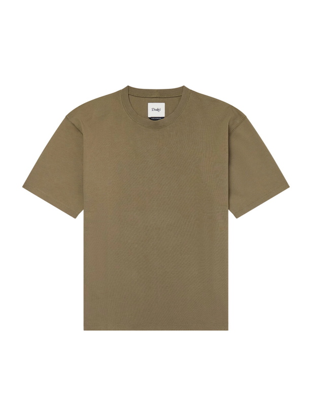 Photo: Drake's - Tea Time Embroidered Cotton-Jersey T-Shirt - Green