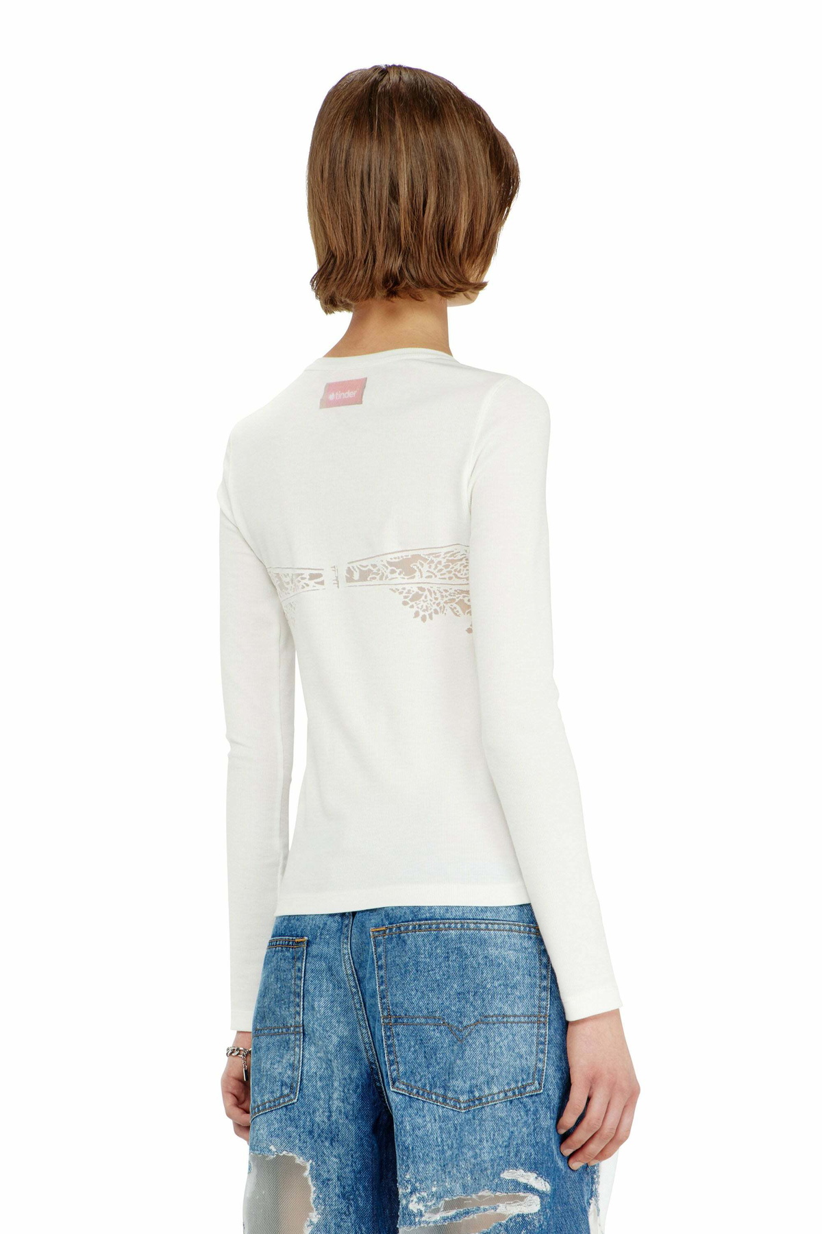 Diesel Top with devoré lace effect - T-Shirts Womens in White