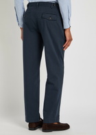 Drake's Herringbone Tapered-leg Trousers Navy