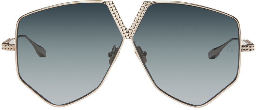 Valentino Garavani Gold V-Hexagon Sunglasses