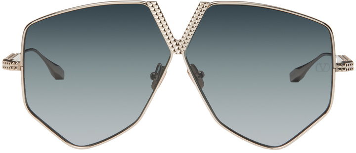 Photo: Valentino Garavani Gold V-Hexagon Sunglasses
