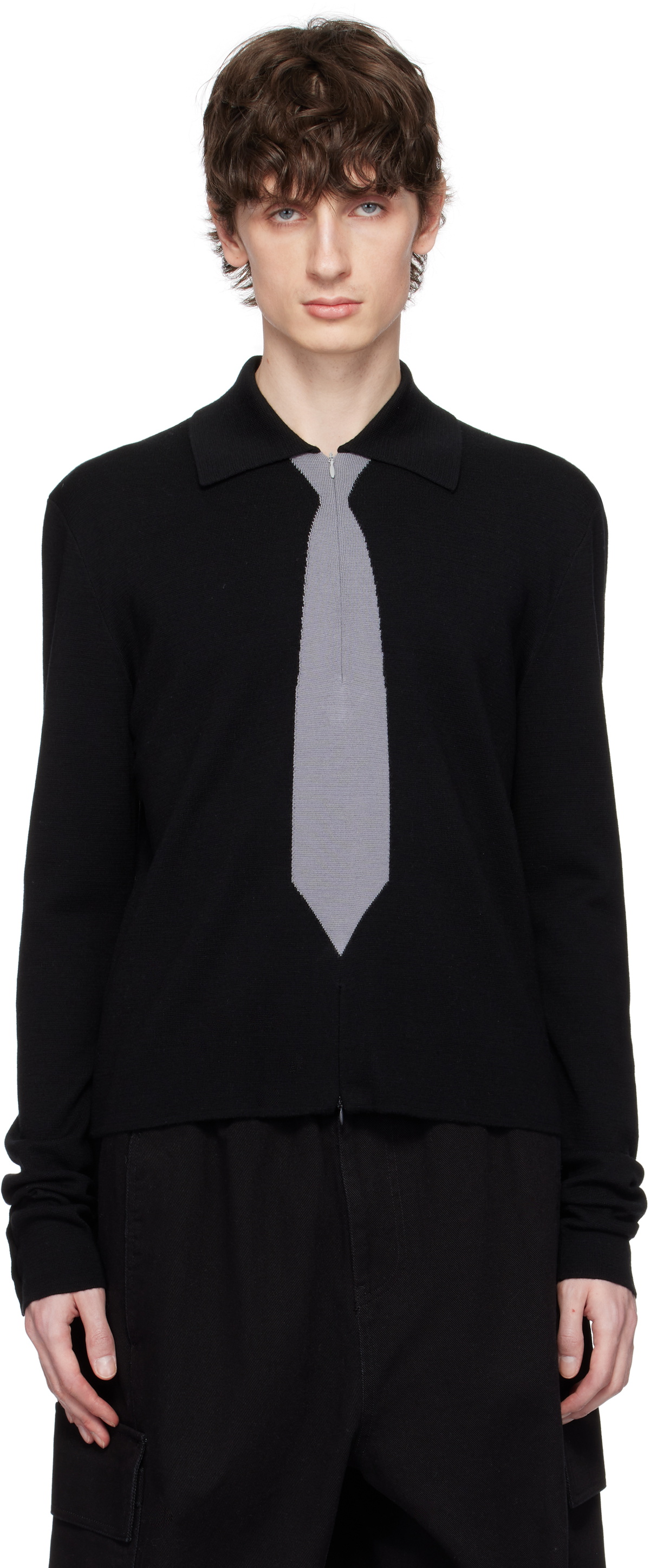 SPENCER BADU Black Knitted Uniform Polo