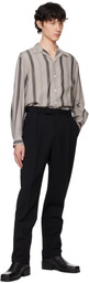 WACKO MARIA Gray Striped Open Collar Shirt