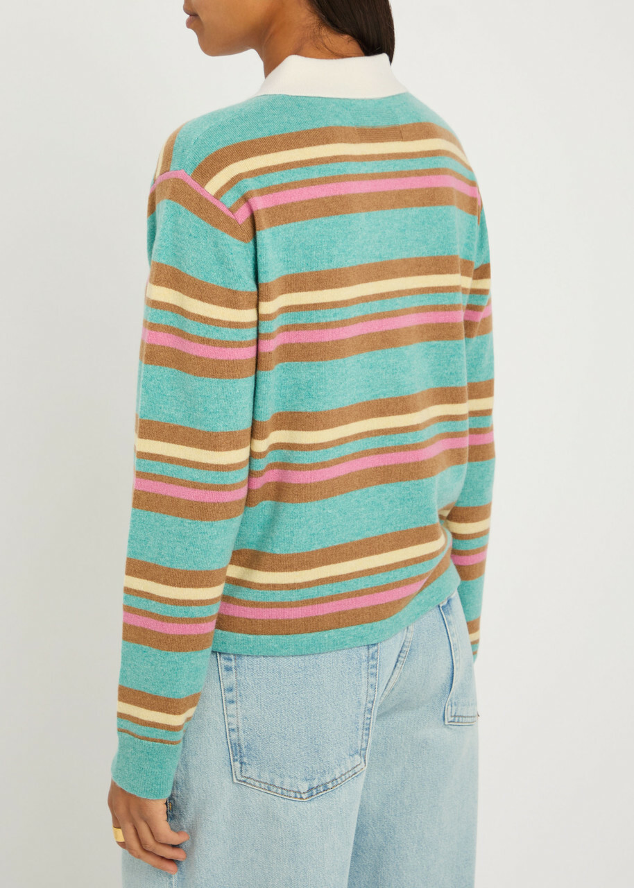 Guest In Residence Striped Cashmere Polo top Stripe