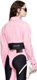 Mugler Pink & Black Paneled Denim Jacket
