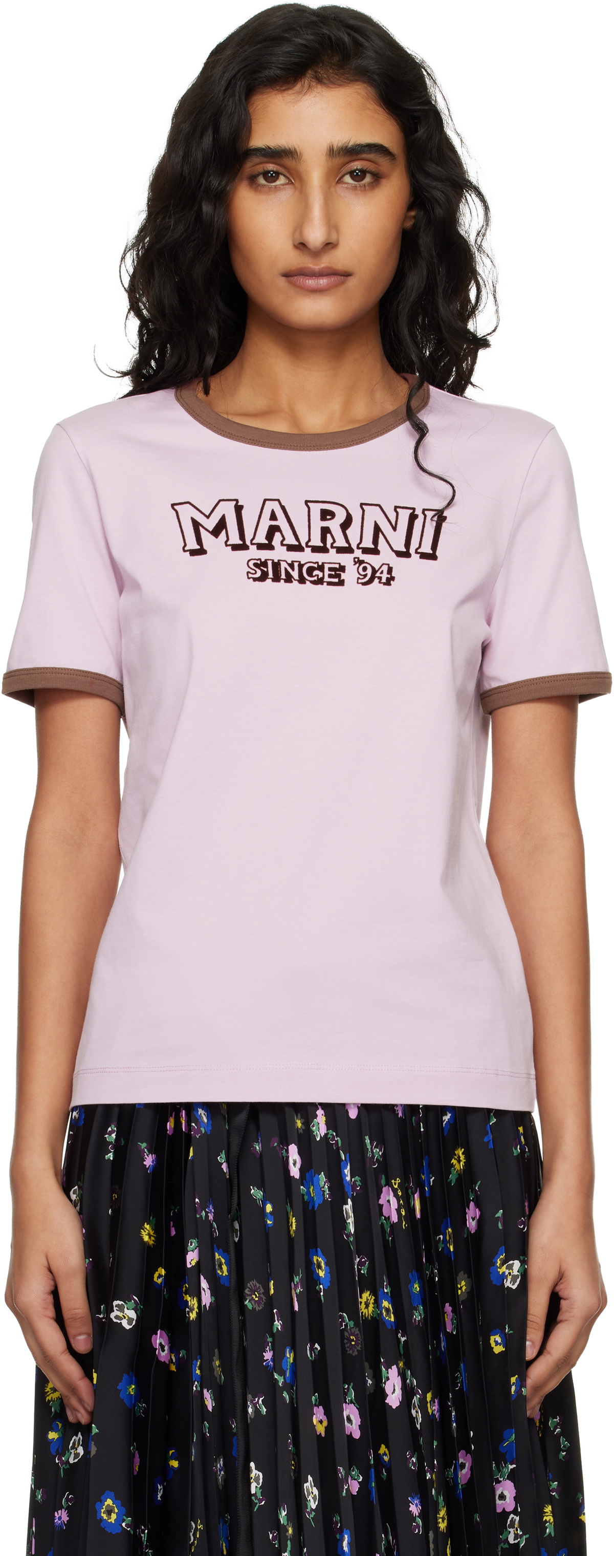 Marni Pink Flock Print Jersey T-shirt