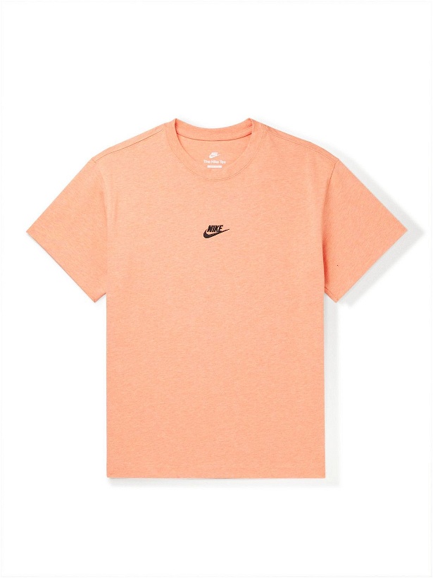 Photo: Nike - Logo-Embroidered Cotton-Jersey T-Shirt - Orange
