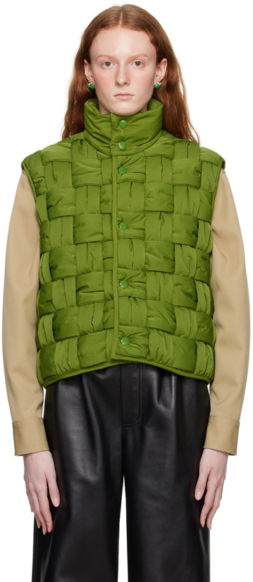 Photo: Bottega Veneta Green Intreccio Vest