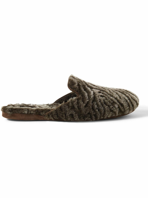 Photo: Manolo Blahnik - Montague Shearling Slippers - Brown