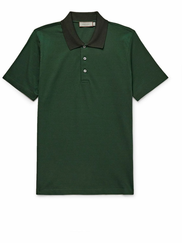 Photo: Canali - Cotton-Piqué Polo Shirt - Green