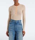 Chloé Ribbed-knit silk-trimmed wool Henley shirt