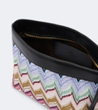 Missoni Zigzag leather-trimmed lamé pouch