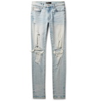 AMIRI - Thrasher Skinny-Fit Distressed Stretch-Denim Jeans - Men - Light blue