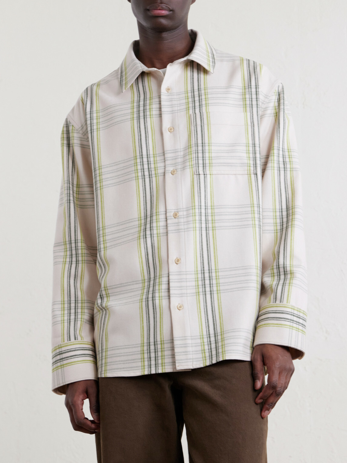 The Elder Statesman - Snap Pea Checked Virgin Wool, Silk and Cashmere-Blend Overshirt - Brown