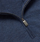 Canali - Slim-Fit Mélange Merino Wool Half-Zip Sweater - Blue