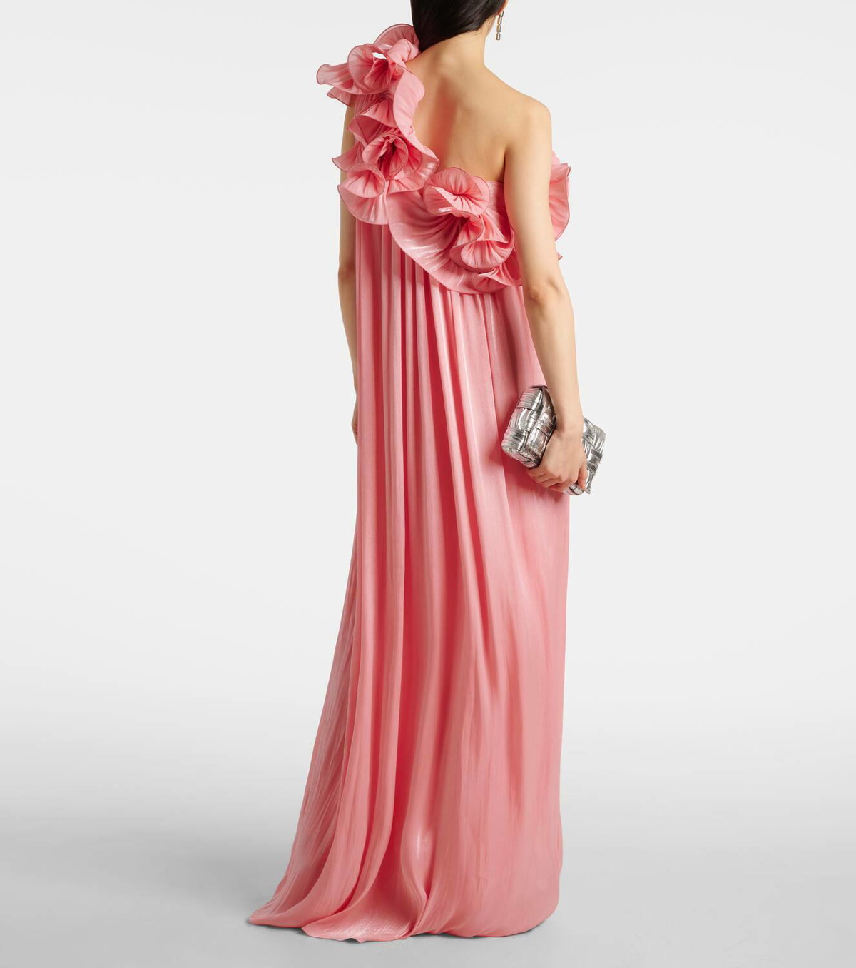 Costarellos Charmain plissé georgette gown