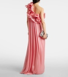 Costarellos Charmain plissé georgette gown