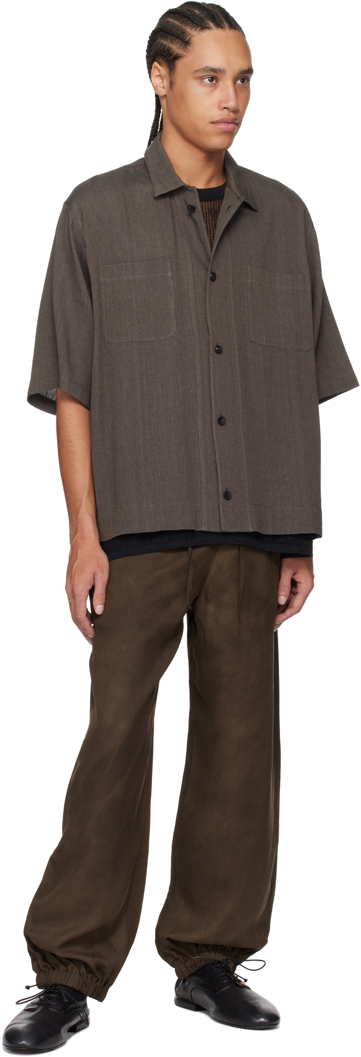 Aviva Jifei Xue Gray Short Sleeve Boxy Shirt