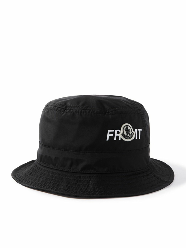 Photo: Moncler Genius - 7 Moncler FRGMT Hiroshi Fujiwara Logo-Appliquéd Shell Bucket Hat - Black