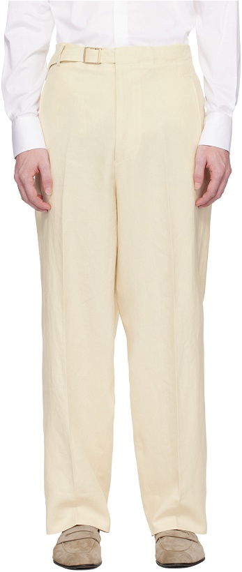 Photo: ZEGNA Beige Belted Trousers