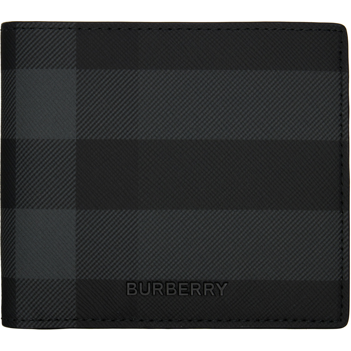 Burberry Black & Gray Check Slim Bifold Wallet