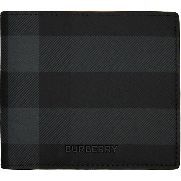 Photo: Burberry Black & Gray Check Slim Bifold Wallet