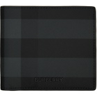 Burberry Black & Gray Check Slim Bifold Wallet