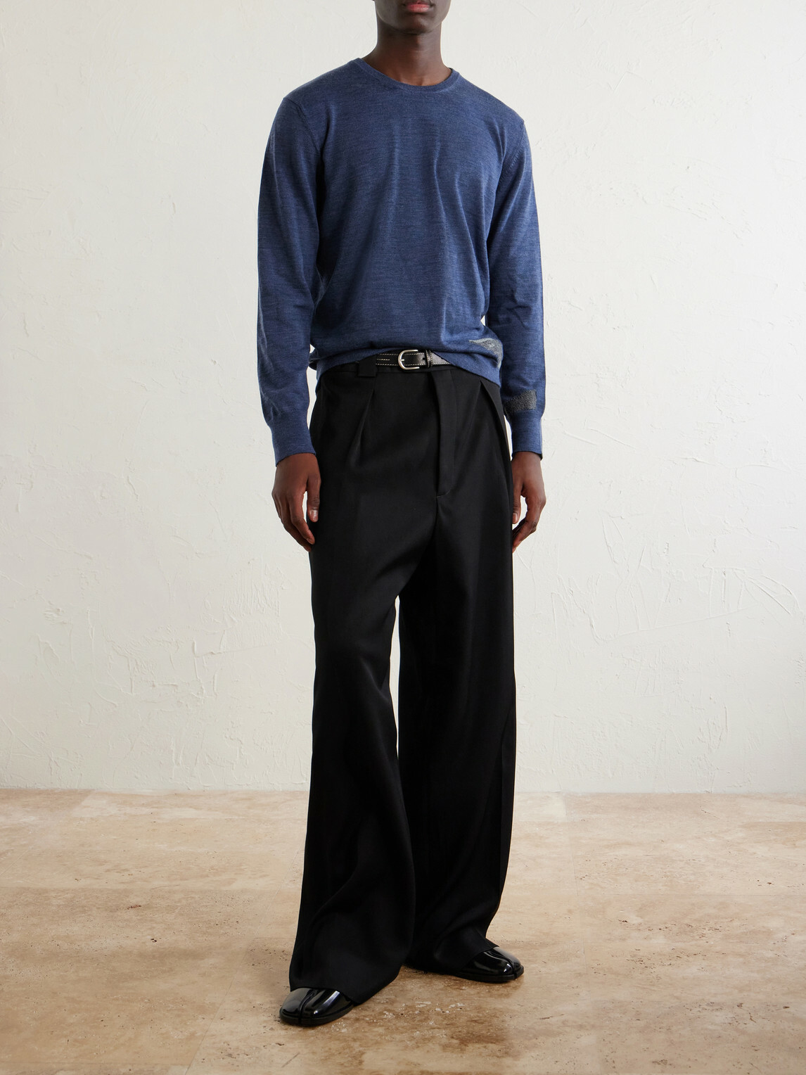 Maison Margiela - Wool-Blend Mended Sweater - Blue