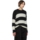 Isabel Benenato Black and White Open Stripe Sweater