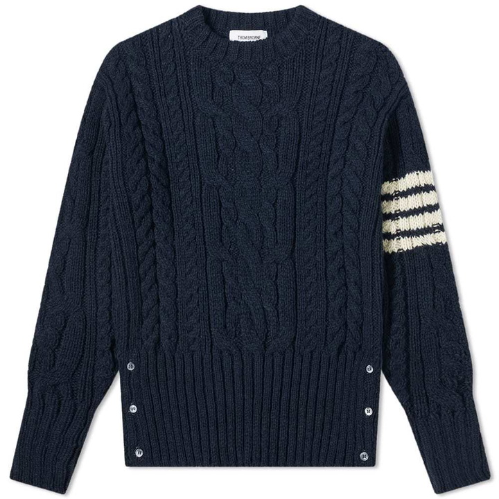 Photo: Thom Browne Aran Cable 4 Bar Donegal Crew Knit