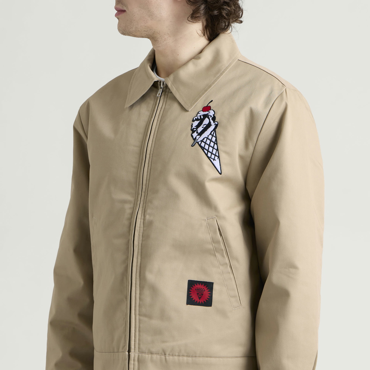 ICECREAM Men's Cone Man Embellished Work Jacket in Beige