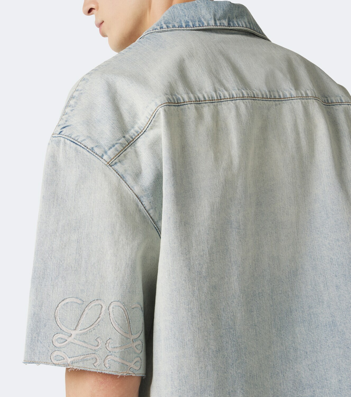 Loewe Anagram faded denim bowling shirt