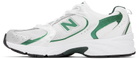 New Balance White & Green 530 Sneakers
