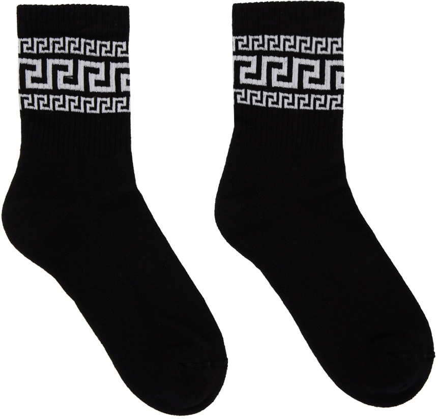 Versace Black Greca Athletic Socks