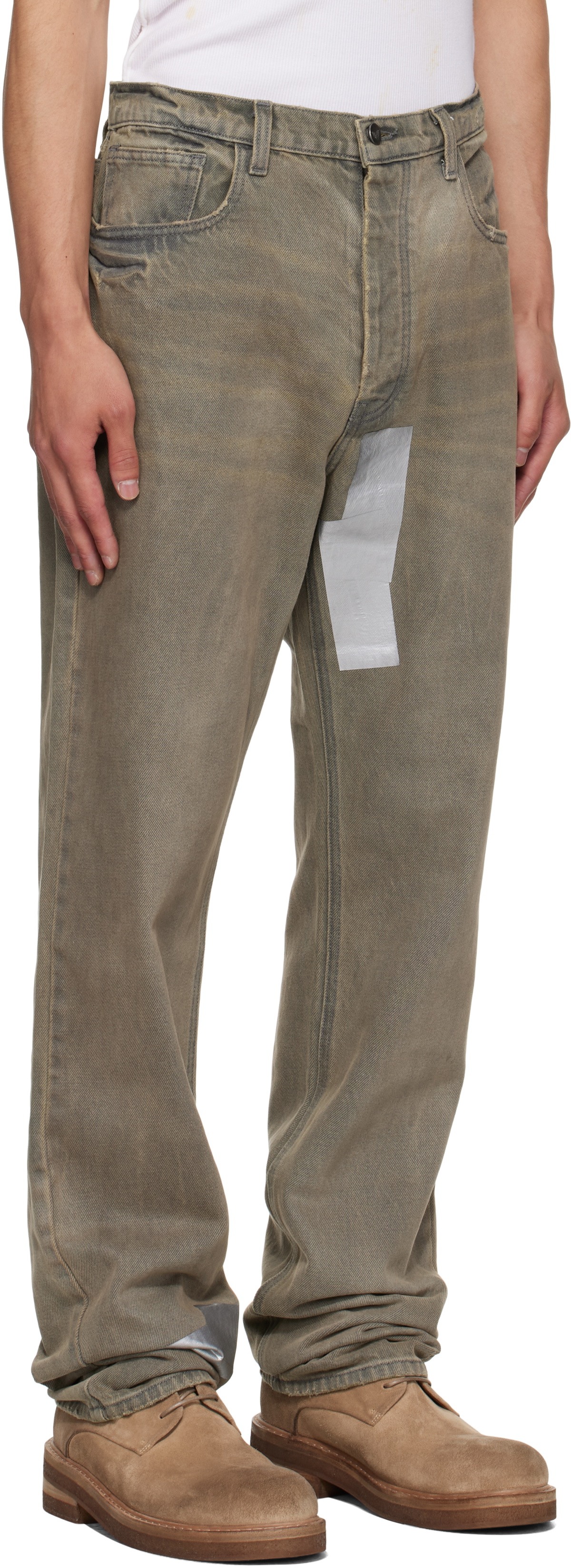 ALEXANDER DIGENOVA Gray Straight Leg Duct Tape Jeans
