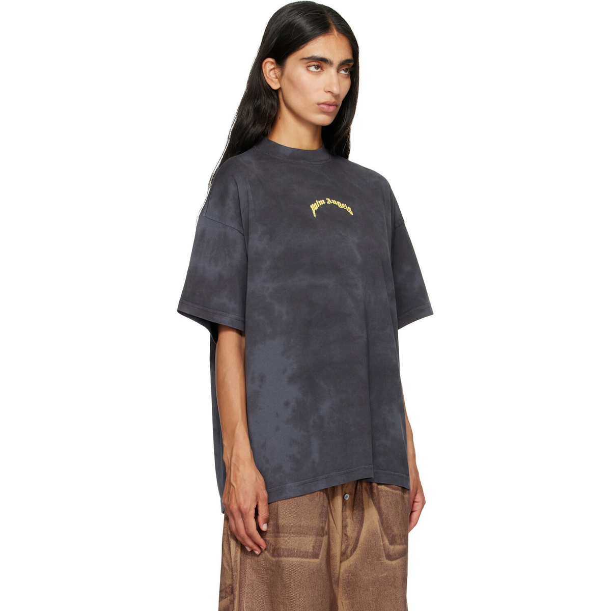 Palm Angels Black Curved Logo T-shirt