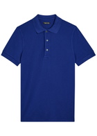 Tom Ford Logo-embroidered Piqué Polo Shirt Blue