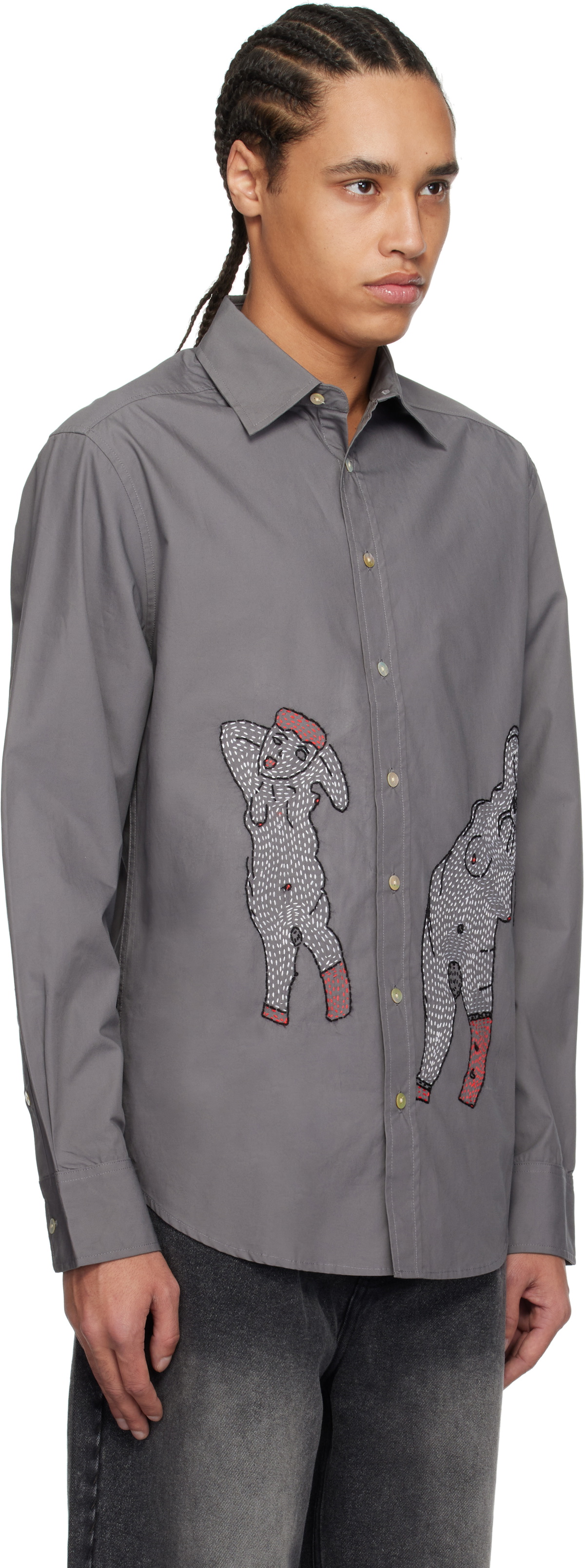 Glass Cypress Gray Double Lady Tailored Shirt