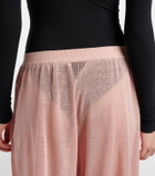 Alaïa Semi-sheer linen and silk wide-leg pants