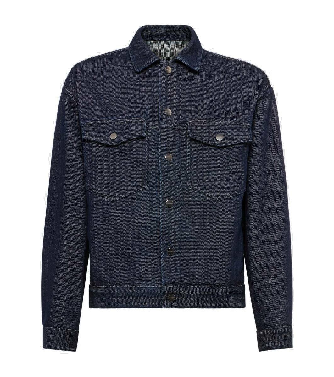 Giorgio Armani Striped herringbone denim jacket Giorgio Armani