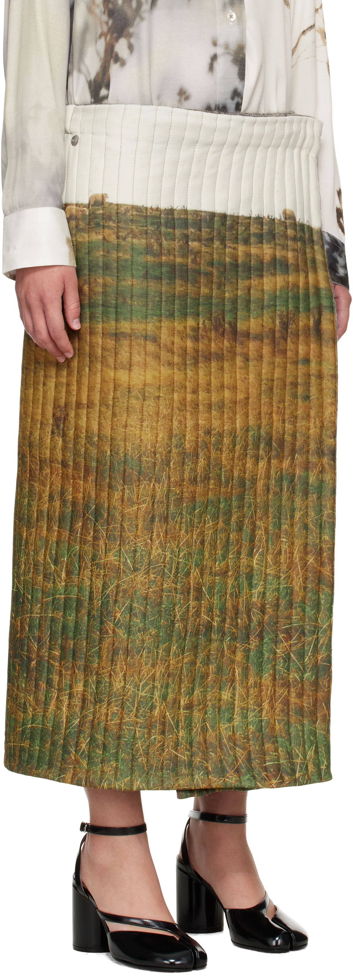 Bless Khaki & Off-White 2027 Padded Midi Skirt