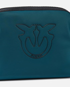 Pinko Small Bag In Recycled Fabric With Logo Teal Blue Block Color